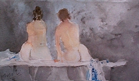 Women in a steam room